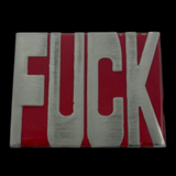 LARGE Adult F**K ART SOLID RED & SILVER BELT BUCKLE HIPPY BIKER F*CK