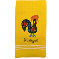 Yellow Portuguese Rooster Galo de Barcelos Kitchen Dish Towels - 100% Cotton