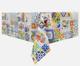 100% Cotton Tablecloth Portugal Portuguese Azulejo Design and Traditional Motifs