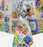 100% Cotton Tablecloth Portugal Portuguese Azulejo Design and Traditional Motifs