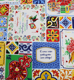 100% Cotton Tablecloth Portugal Portuguese Azulejo Design and Traditional Motifs