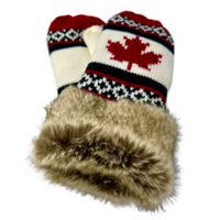 Mitaines Drapeau Canada Feuille d'érable rouge Gants d'hiver de style esquimau