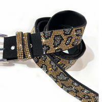 Diamante Shiny Bling Women's Fashion Leopard Print Belt