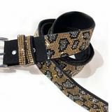 Diamante Shiny Bling Women's Fashion Leopard Print Belt