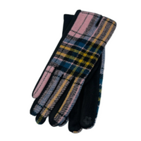 Gants d'hiver doux et chauds pour femmes avec motif à carreaux et texte pour écran tactile