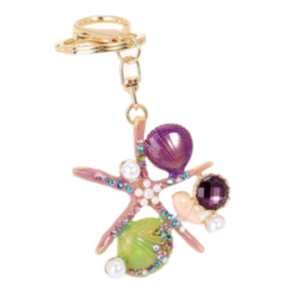 Crystal Starfish Keychains  Key Chain Ocean Theme Pendant Charms Accessories