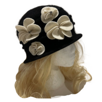 Chic Flowers Ladies 1920s Gatsby Women's Winter Wool Cap Bucket Church Hat