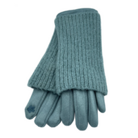 Ribbed Wrist-Warmer Double Layer Women's Fashion Gloves