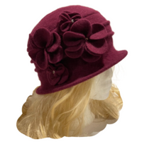 Chic Flowers 1920s Gatsby Fashion Women's Winter Wool Cap Bucket Church Hat