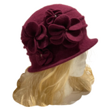 Chic Flowers 1920s Gatsby Fashion Women's Winter Wool Cap Bucket Church Hat
