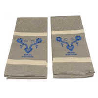 Embroidered Beige Braga Portugal Portuguese Kitchen Dish Towel - 100% Cotton SET OF 2