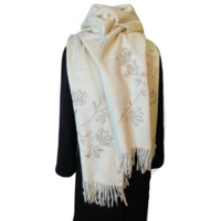 Ladies Double Sided Embroidered Bling Scarf Evening Shawl Warm Winter Scarves