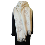 Ladies Double Sided Embroidered Bling Scarf Evening Shawl Warm Winter Scarves