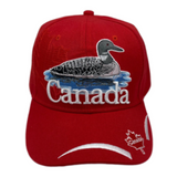 Canada Canadian Loon Duck Maple Leaf Embroidered Baseball Cap Hats