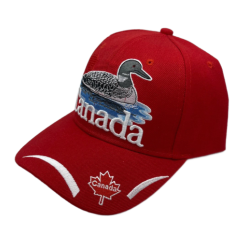 Canada Canadian Loon Duck Maple Leaf Embroidered Baseball Cap Hats