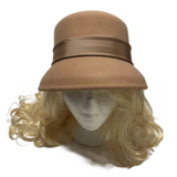 Women's Satin Bow Wool Felt Cloche Bucket Wide Brim Church Cloche Fedora Hat