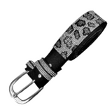Grey Diamante Shiny Bling Festive Women's Fashion Leopard Print Belt