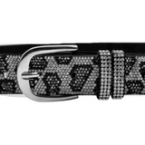 Grey Diamante Shiny Bling Festive Women's Fashion Leopard Print Belt