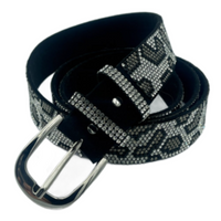 Grey Diamante Shiny Bling Festive Women's Fashion Leopard Print Belt