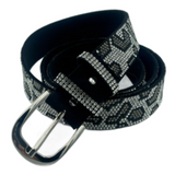 Grey Diamante Shiny Bling Festive Women's Fashion Leopard Print Belt