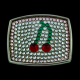 Boucles de ceinture Hot Cherry Pop cerises en strass blanc