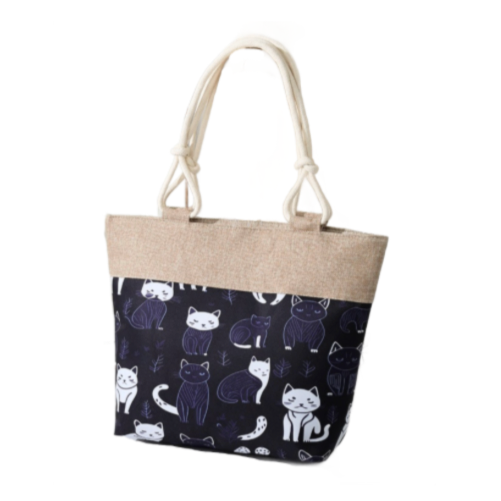 Large Capacity Zipper Handbag Shopping Travel Cat Tote Shoulder Beach Bag