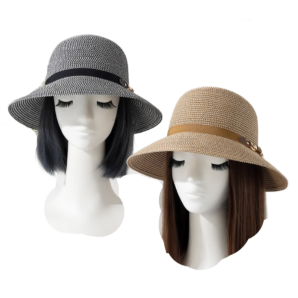 Chapeau de plage d'été en paille pour femmes, avec nœud en ruban à large bord, pare-soleil