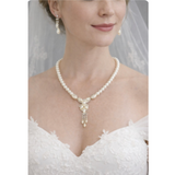 Bridal Women's Jewelry Faux Pearl Necklace Earrings Weddings Prom