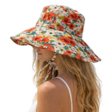 Sombrero para el sol de ala ancha con protección UV para mujer, sombreros de pescador plegables florales de verano
