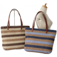 Conjunto de bolsa de viaje de playa con sombrero de paja de papel flexible de verano para mujer