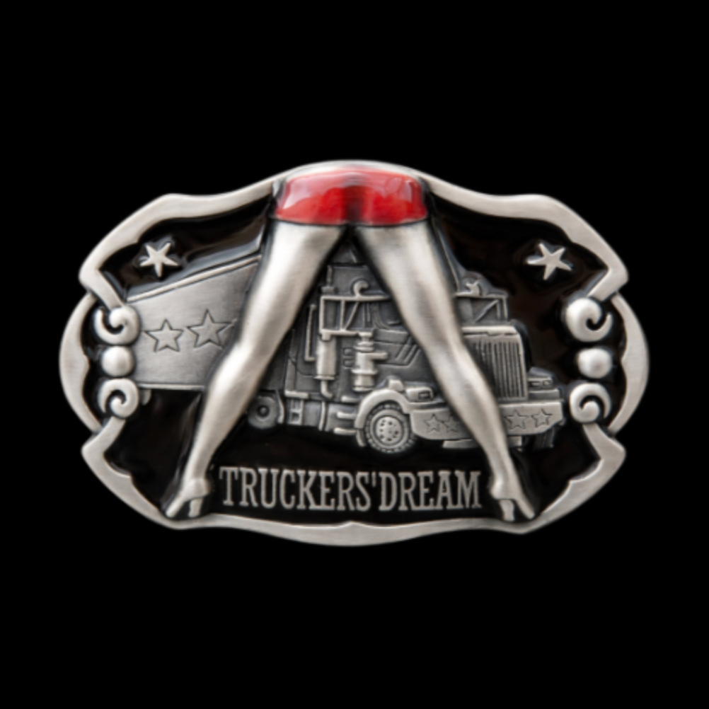 Trucker's Dream Belt Buckle Trucks 18 Wheeler Stop Belts & Buckles