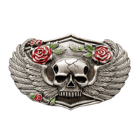Skull Rose Human Skulls Wings Bikers Cult Belt Hebilla Hebillas