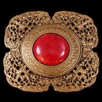 Boucle de ceinture fleur pierre rouge couleur Bronze boucles de mode