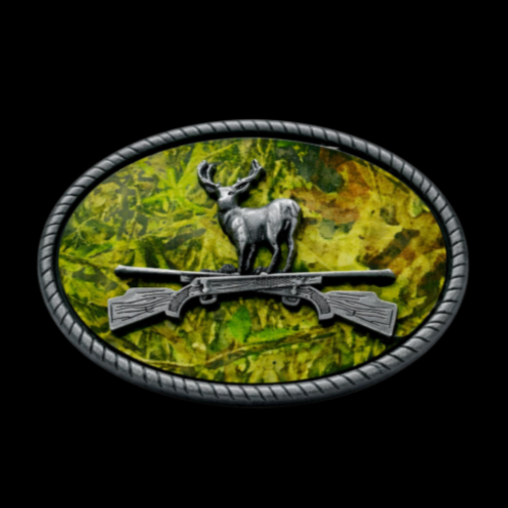 Camouflage Deer Buck Hunting Hunter Rifle 3D Belt Buckle Boucle de Ceintures
