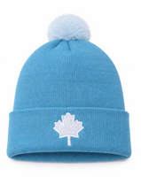 Turquoise Knit Beanie with Pom-Pom – Canada Maple Leaf Winter Hat