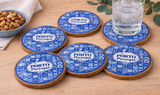 Traditional Blue Tile Azulejo Ceramic Coasters with Cork Bottom Set of 6