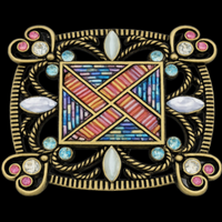 Decorative Western Belt Buckle – Multicolor Mosaic & Rhinestone Antique Finish