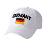 Germany Flag Unisex Cap White  Embroidered Baseball Hat for Soccer Fans