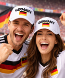 Germany Flag Unisex Cap White  Embroidered Baseball Hat for Soccer Fans