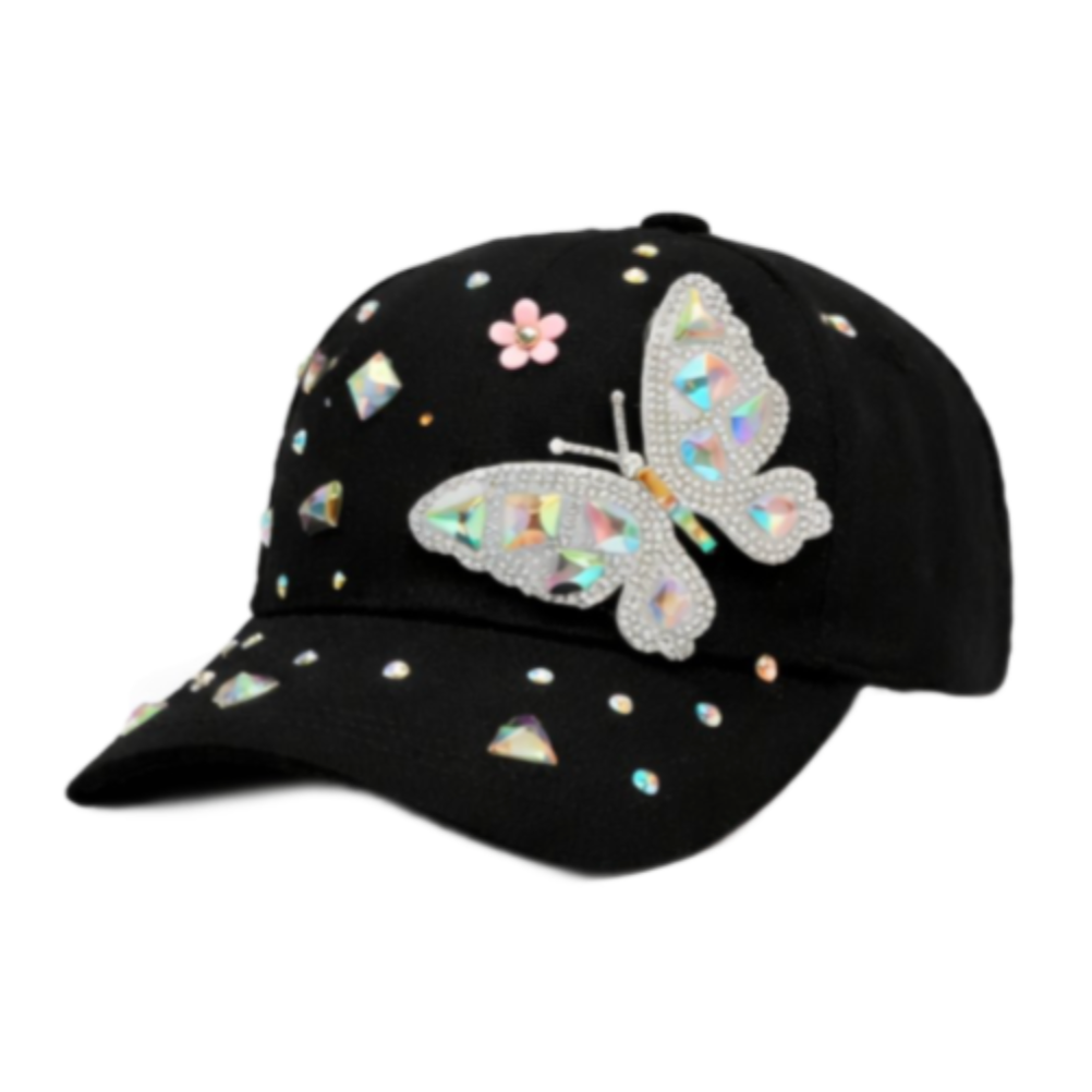 Casquette de baseball avec papillon en strass pour femmes, chapeau de soleil d'extérieur
