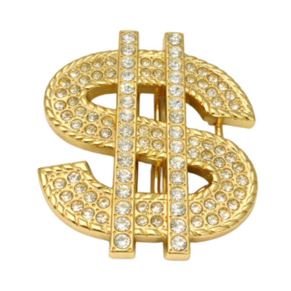 Boucle de ceinture avec signe de Dollar, strass scintillants, argent, Punk, Hip Hop, Rock
