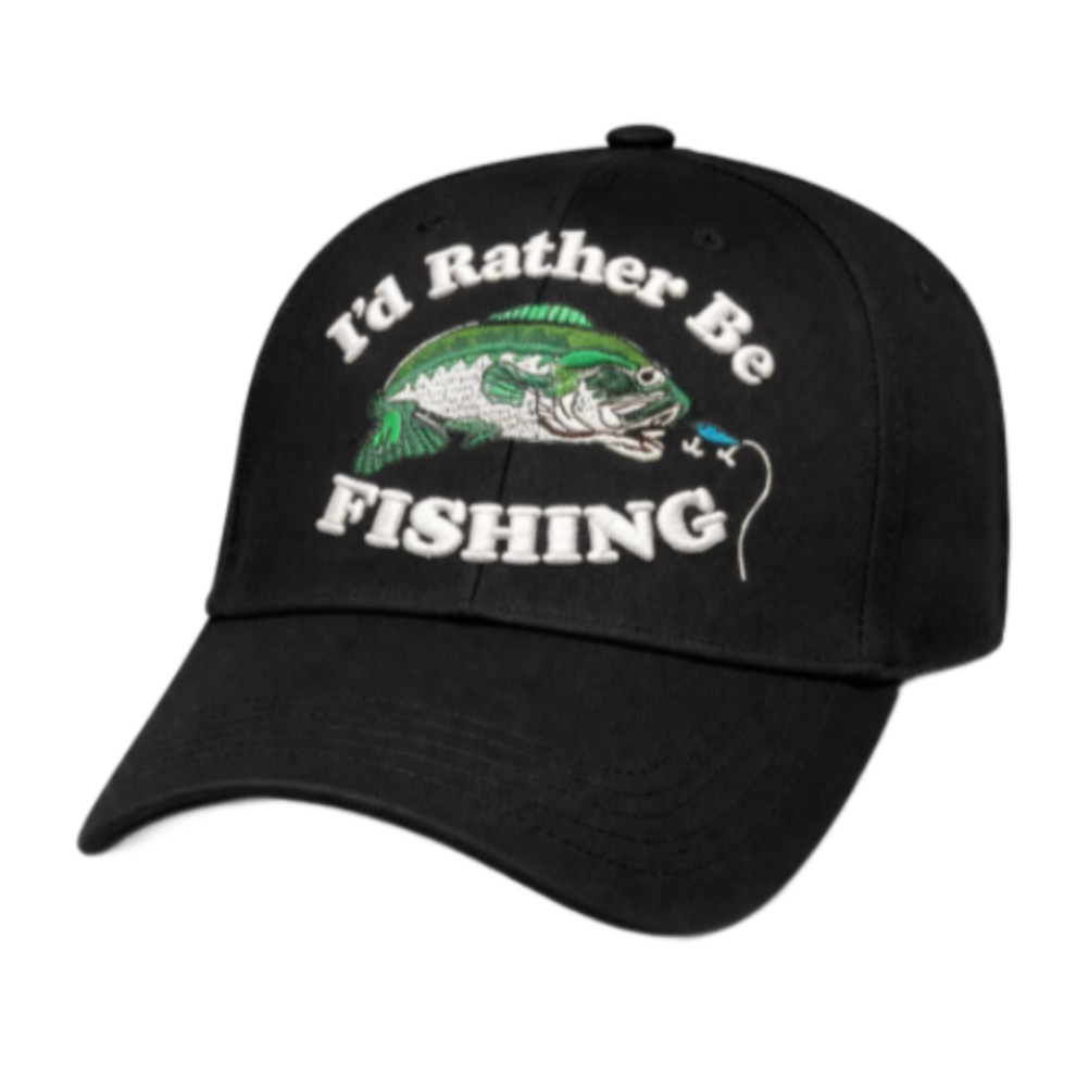 I'D Rather Be Fishing Embroidered Baseball Cap Hat