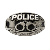 Police Handcuffs Gun Badge Serve Protect Belt Buckle Buckles