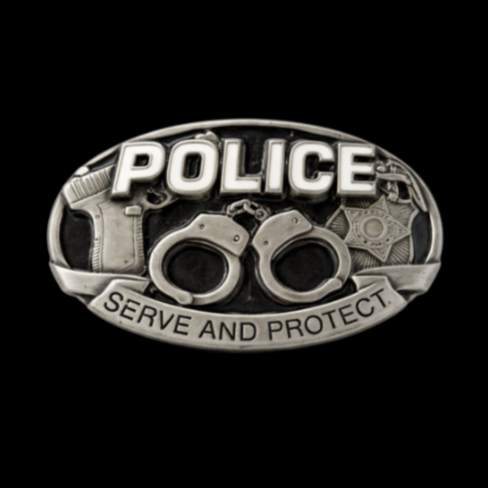 Police Handcuffs Gun Badge Serve Protect Belt Buckle Buckles