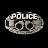 Police Handcuffs Gun Badge Serve Protect Belt Buckle Buckles