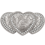 Hebillas de hebilla de cinturón occidental con tres corazones, símbolo de amor y paz