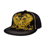 Black & Gold Double Eagle baseball Hat Embroidered Crown Design Cap