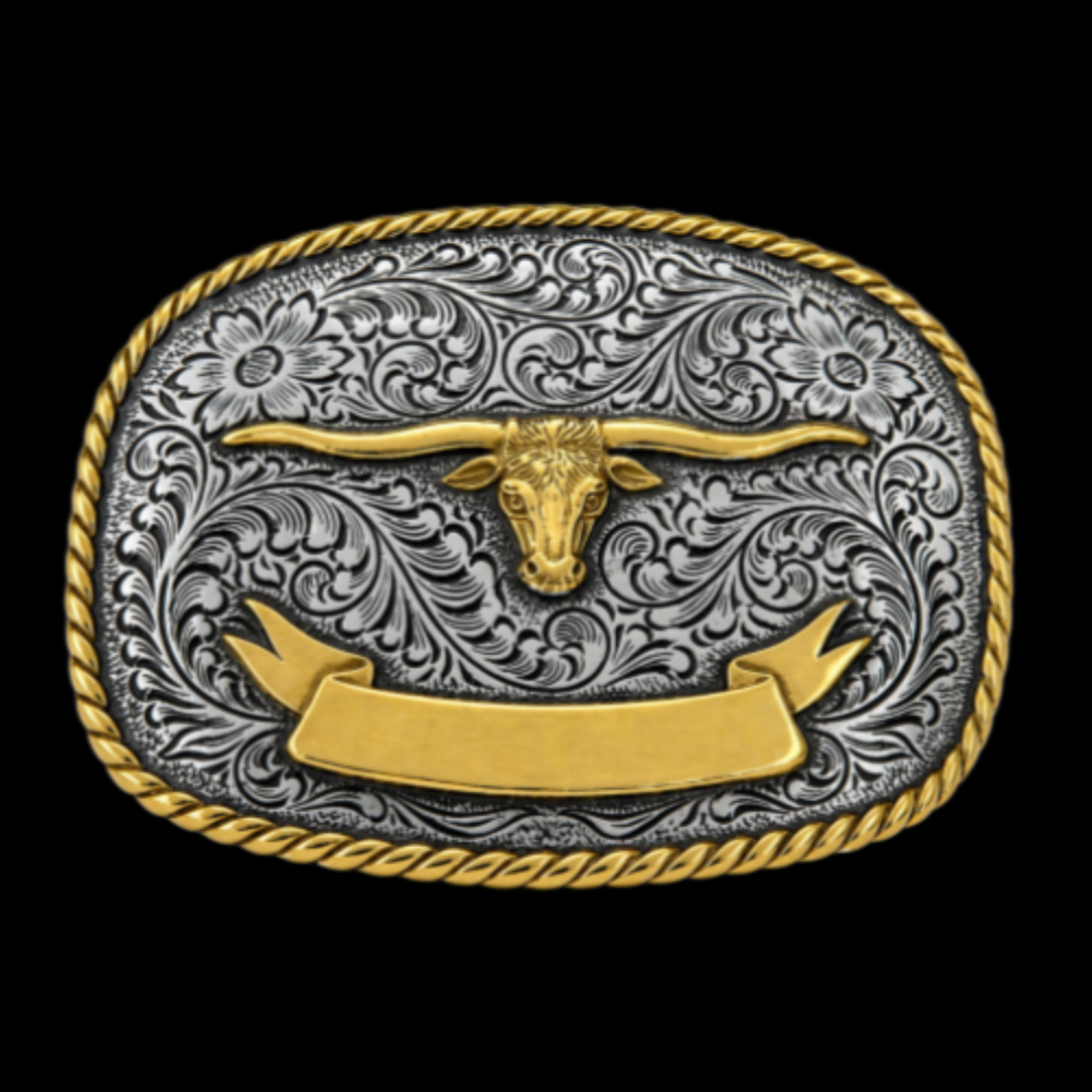 Cool Texas Longhorns Cow Steer Western Boucles de ceinture gravées