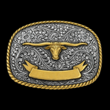 Cool Texas Longhorns Cow Steer Western Boucles de ceinture gravées