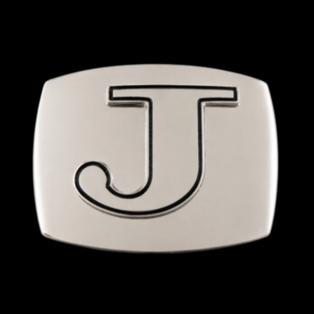 Initial J Letter Name Tag Monogram Chrome Belt Buckle Buckles